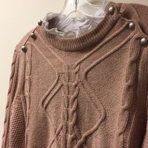 Ruffle neck layered pink sweater shirt